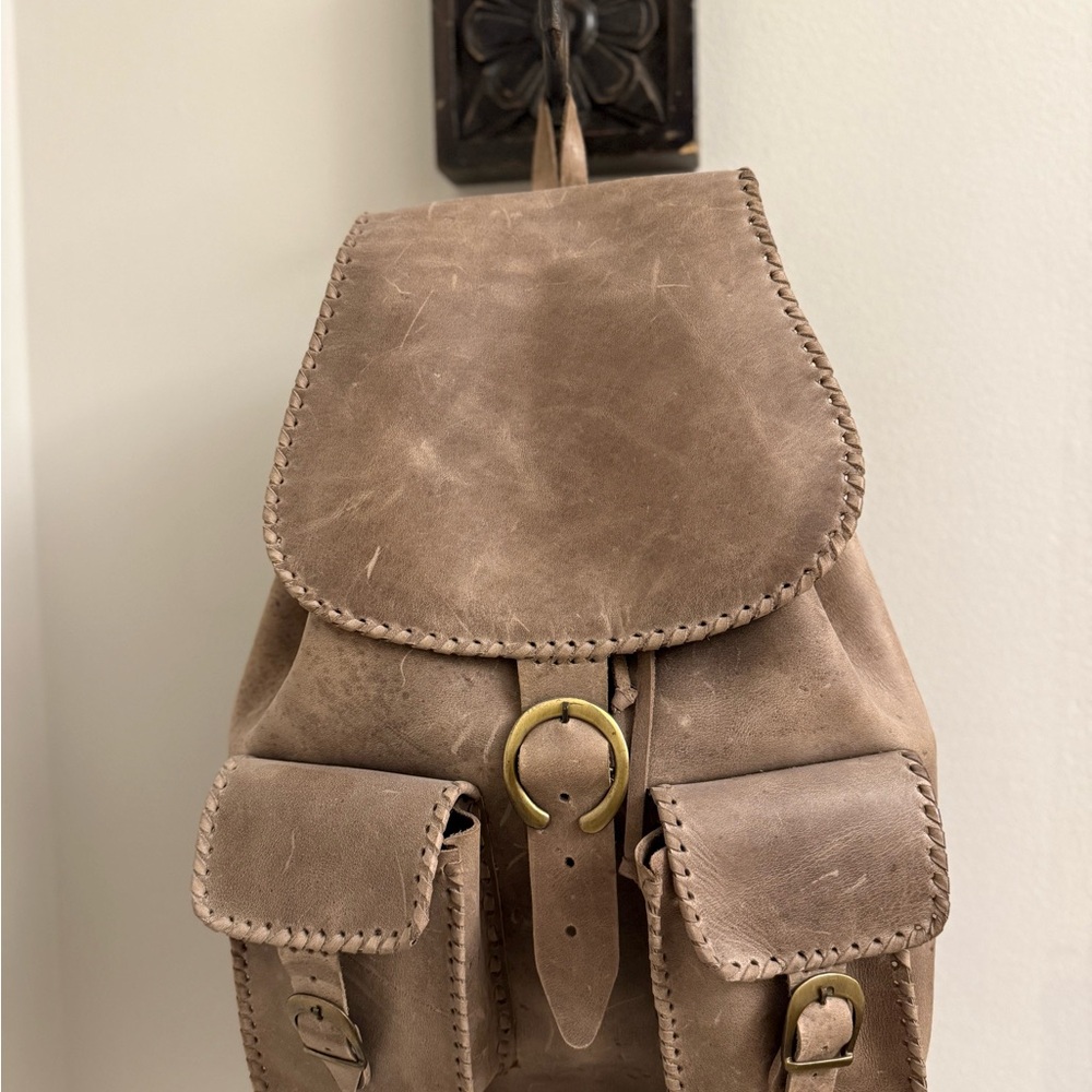 Stylish Tan Leather Backpack